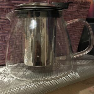 Transparent Glass Teapot with Silver Infuser
